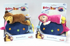 Музыкальная плюшевая подушка «Маша и Медведь», 2 вида (Simba, 9301114)